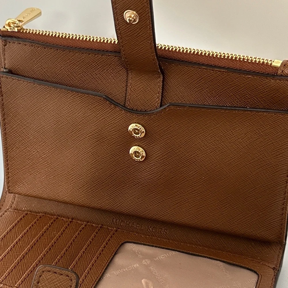 Michael Kors Tan Wallet with Gold Zipper